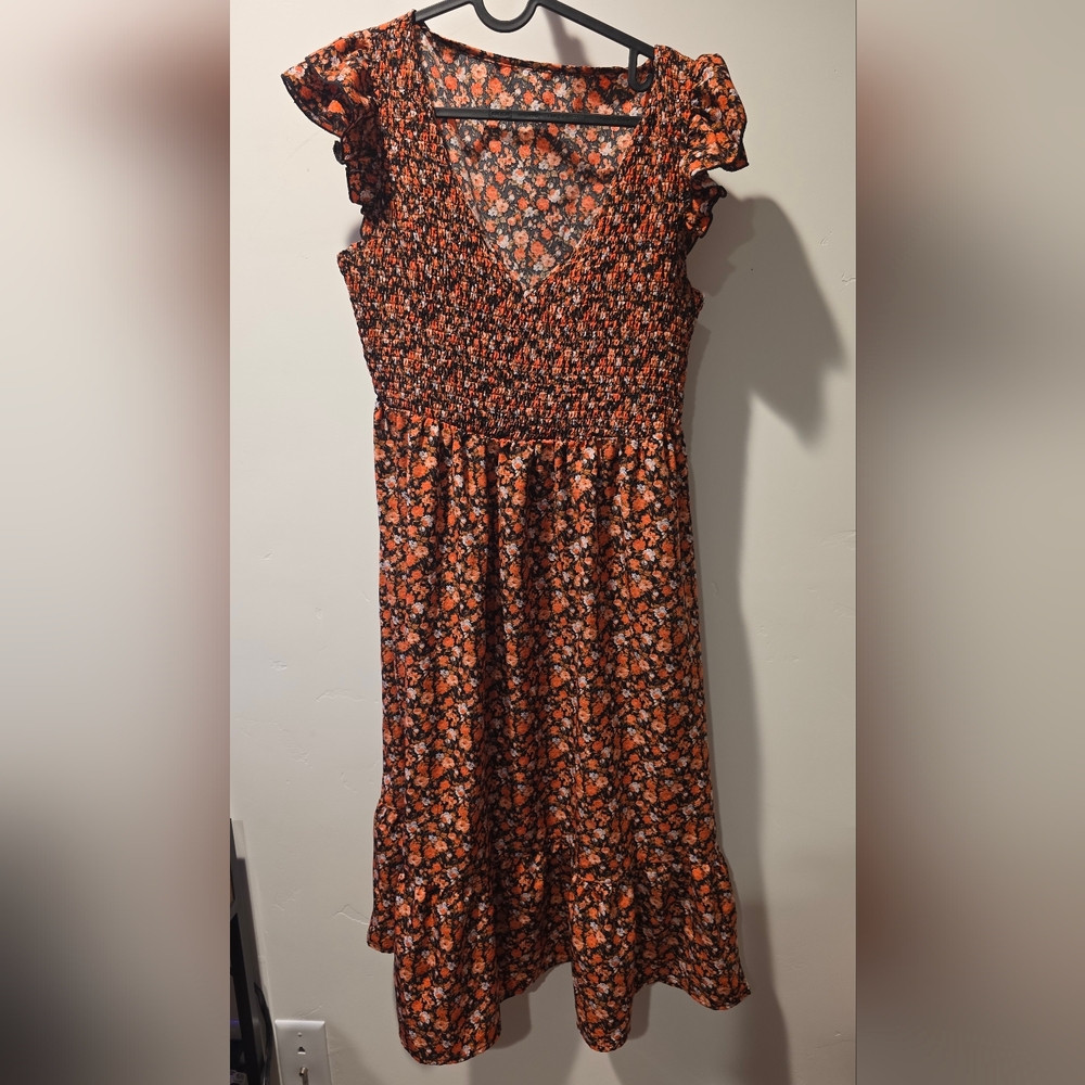 Floral Red Dress